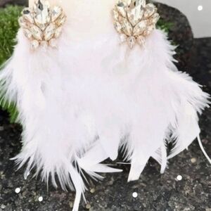 MODCLOTH GLAM COLLECTION RHINESTONE FEATHER EARRINGS